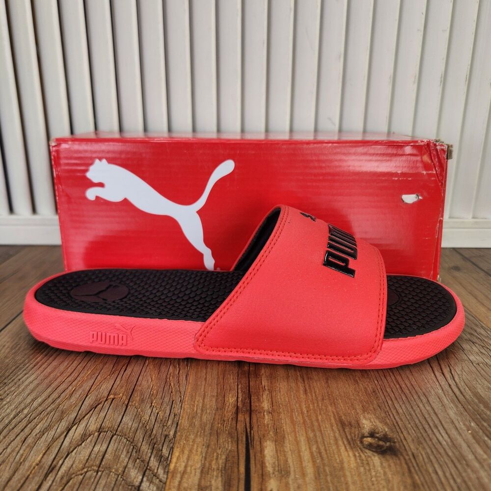 Puma Cool Cat BX JR Slides Junior Sz 6C High Risk Red Puma Black Slip On Sandals